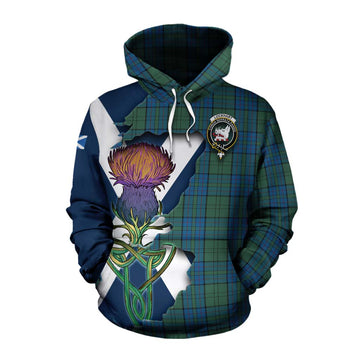 Tartan Vibes Clothing Lockhart Tartan Family Crest Cotton Hoodie Scottish Thistle Celtic Inspired