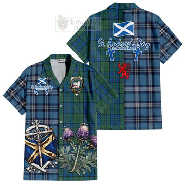 Lockhart Tartan Hawaiian Shirt Happy St. Andrew's Day Half Tartan Style Kid - Tartan Vibes Clothing