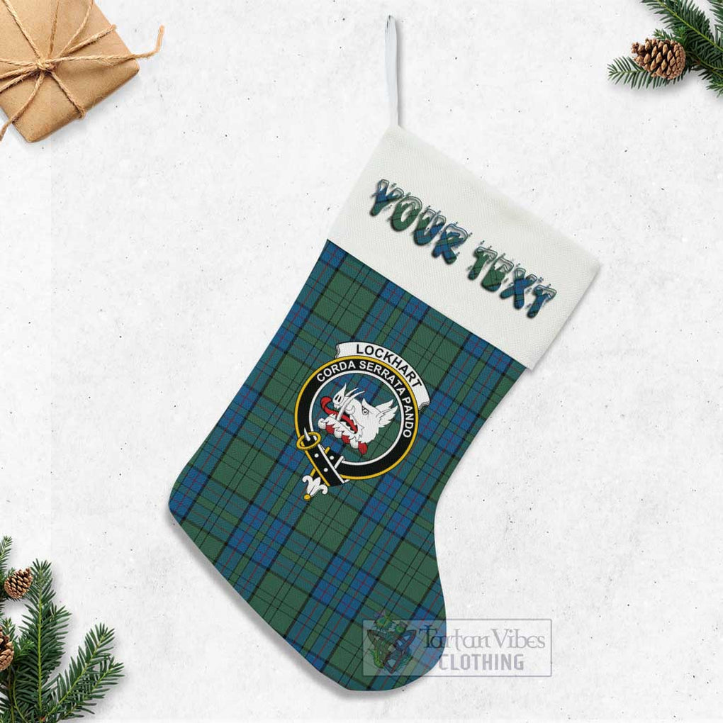 Lockhart Tartan Family Crest Christmas Stocking with Personalized Text - Tartan Vibes Clothing