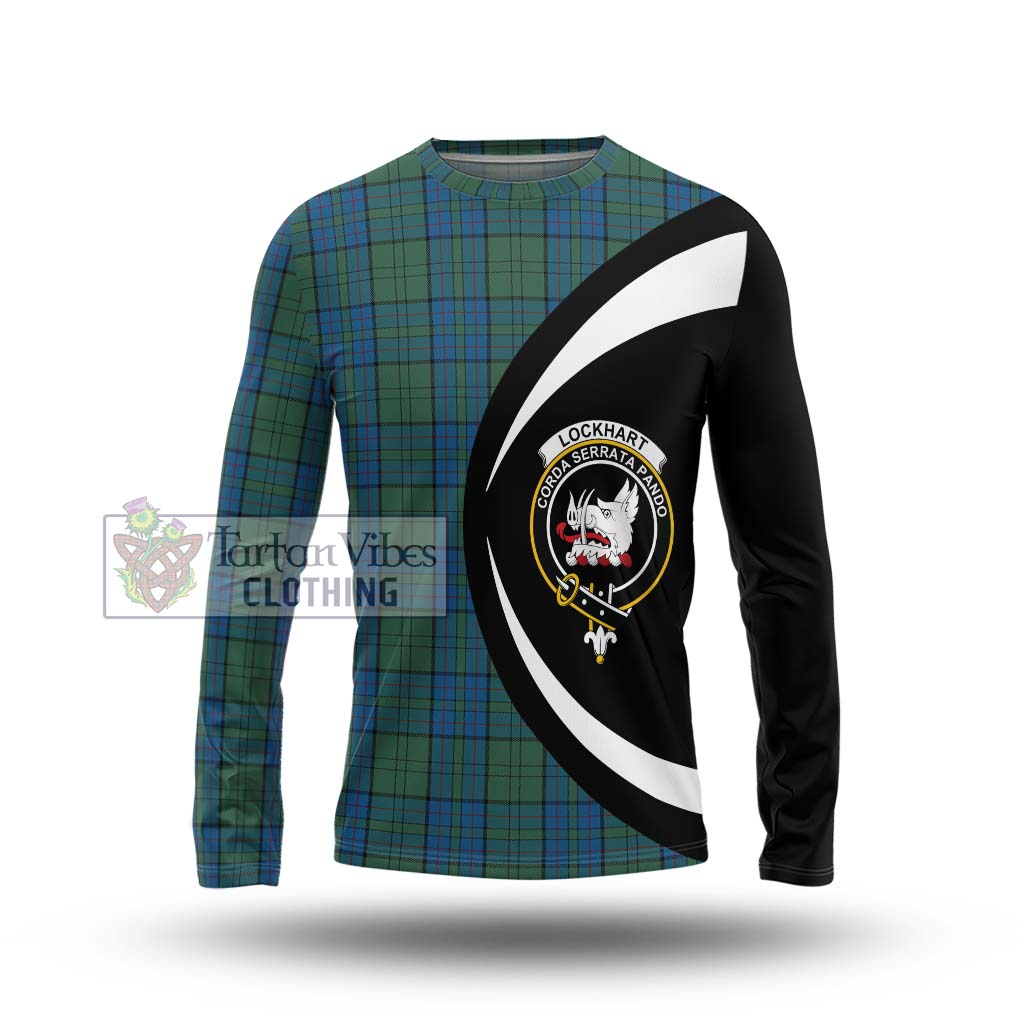 Lockhart Tartan Long Sleeve T-Shirt with Family Crest Circle Style Unisex - Tartan Vibes Clothing