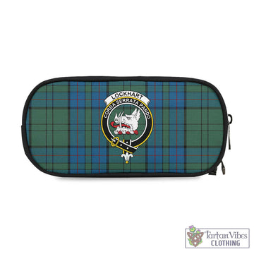 Lockhart Tartan Pen and Pencil Case with Family Crest