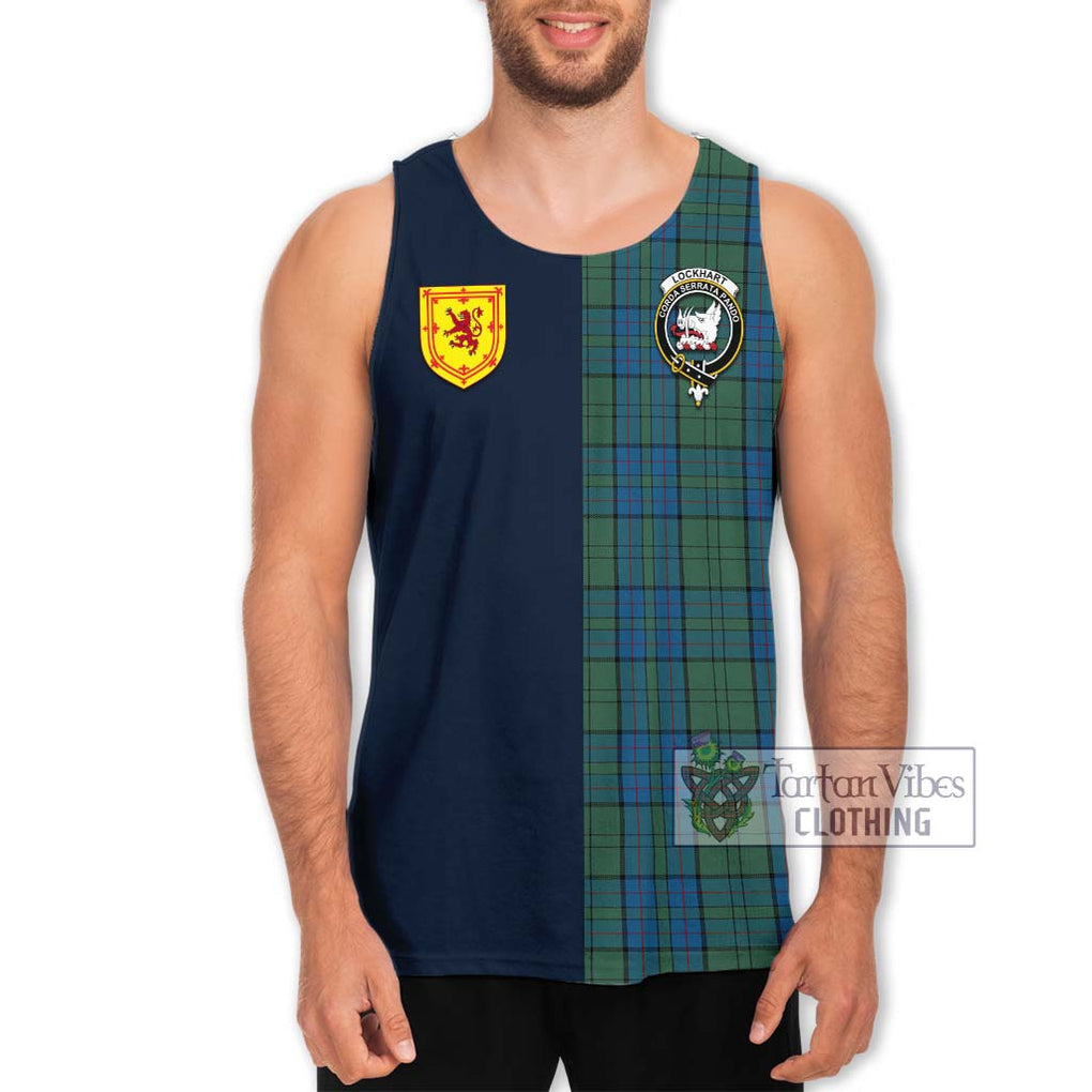 Lockhart Tartan Men's Tank Top Alba with Scottish Lion Royal Arm Half Style Men - Tartan Vibes Clothing