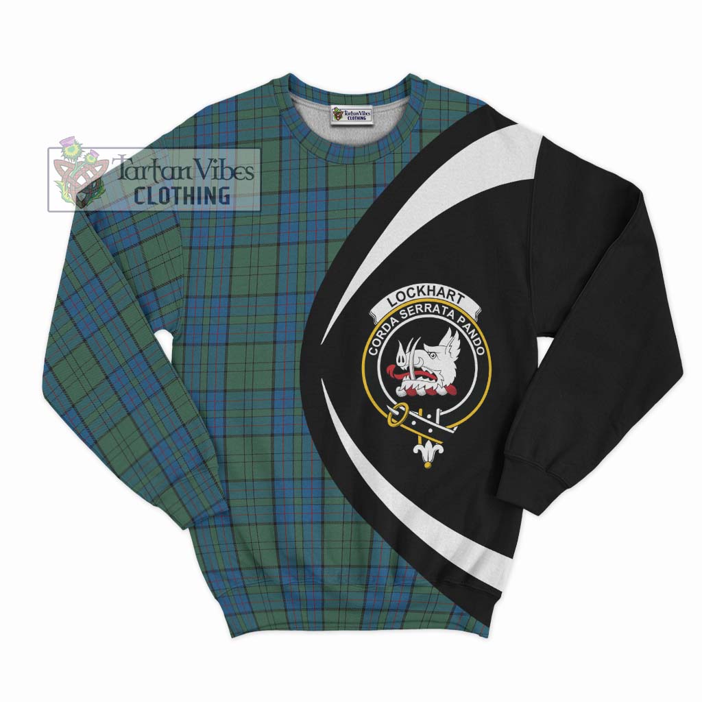 Lockhart Tartan Sweatshirt with Family Crest Circle Style Unisex - Tartan Vibes Clothing