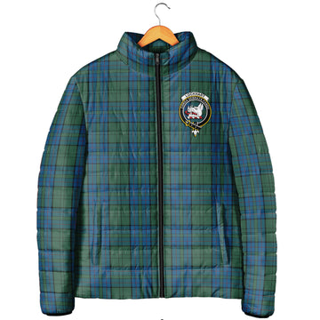 Lockhart Tartan Padded Jacket with Family Crest Men's Padded Jacket - Tartan Vibes Clothing