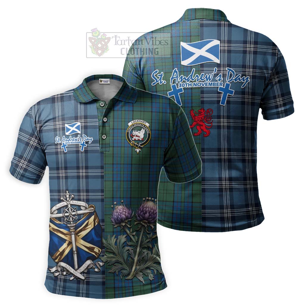 Lockhart Tartan Polo Shirt Happy St. Andrew's Day Half Tartan Style Kid - Tartan Vibes Clothing