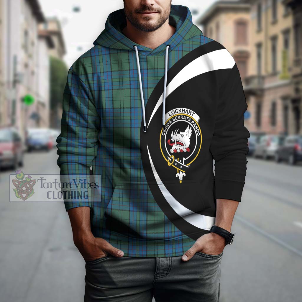Lockhart Tartan Hoodie with Family Crest Circle Style Zip Hoodie - Tartan Vibes Clothing