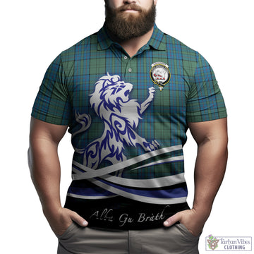 Lockhart Tartan Polo Shirt with Alba Gu Brath Regal Lion Emblem Kid - Tartan Vibes Clothing