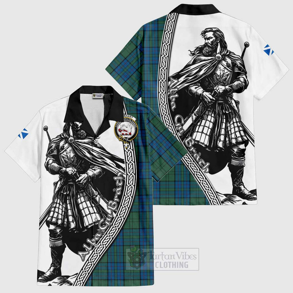 Lockhart Tartan Clan Crest Hawaiian Shirt with Highlander Warrior Celtic Style Kid - Tartan Vibes Clothing