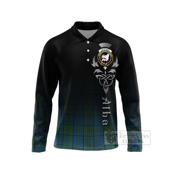 Lockhart Tartan Long Sleeve Polo Shirt Featuring Alba Gu Brath Family Crest Celtic Inspired Unisex - Tartan Vibes Clothing