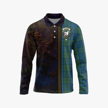 Lockhart Tartan Family Crest Long Sleeve Polo Shirt Alba Gu Brath Be Brave Lion Ancient Style Unisex - Tartan Vibes Clothing