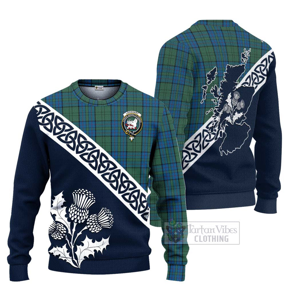 Lockhart Tartan Ugly Sweater Featuring Thistle and Scotland Map Unisex - Tartan Vibes Clothing