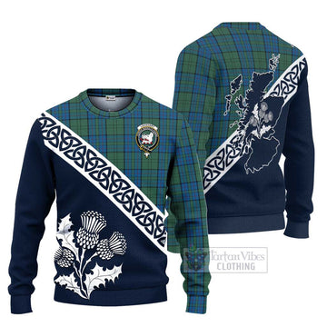 Lockhart Tartan Ugly Sweater Featuring Thistle and Scotland Map Unisex - Tartan Vibes Clothing