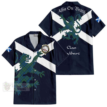 Lockhart Tartan Lion Rampant Hawaiian Shirt Proudly Display Your Heritage with Alba Gu Brath and Clan Name Kid - Tartan Vibes Clothing