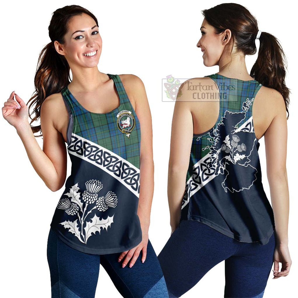 Lockhart Tartan Women's Racerback Tanks Featuring Thistle and Scotland Map 4XL - Tartan Vibes Clothing