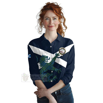 Lockhart Tartan Lion Rampant Women's Casual Shirt Proudly Display Your Heritage with Alba Gu Brath and Clan Name Female - Tartan Vibes Clothing