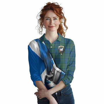 Lockhart Tartan Women's Casual Shirt with Family Crest Scotland Patriotic Style Female - Tartan Vibes Clothing