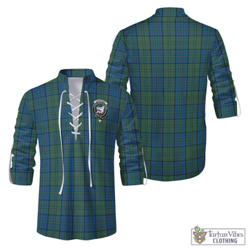 Lockhart Tartan Men's Scottish Traditional Jacobite Ghillie Kilt Shirt with Family Crest Men - Tartan Vibes Clothing