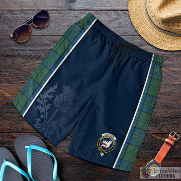 Lockhart Tartan Men's Shorts with Family Crest and Scottish Thistle Vibes Sport Style