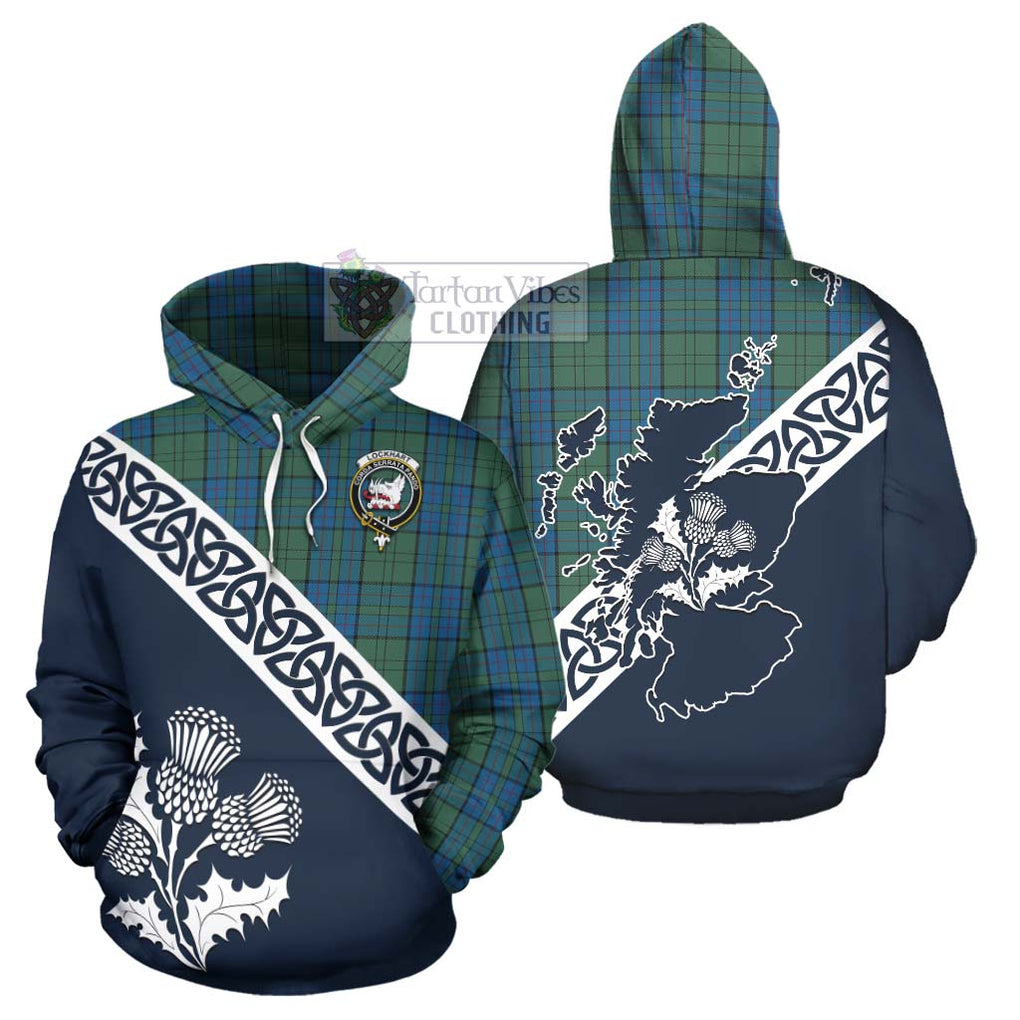 Lockhart Tartan Hoodie Featuring Thistle and Scotland Map Zip Hoodie - Tartan Vibes Clothing