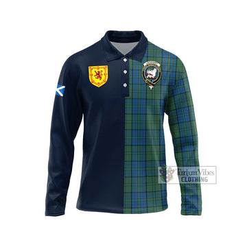Lockhart Tartan Long Sleeve Polo Shirt Alba with Scottish Lion Royal Arm Half Style Unisex - Tartan Vibes Clothing