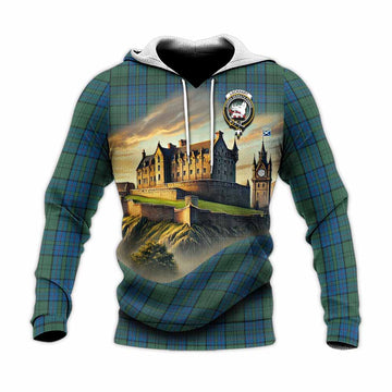 Lockhart Tartan Family Crest Knitted Hoodie with Scottish Ancient Castle Style Unisex Knitted Pullover Hoodie - Tartan Vibes Clothing