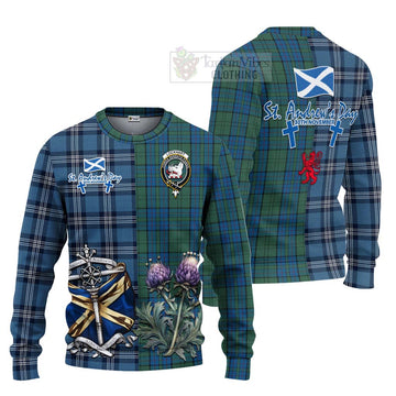 Lockhart Tartan Knitted Sweater Happy St. Andrew's Day Half Tartan Style Unisex - Tartan Vibes Clothing