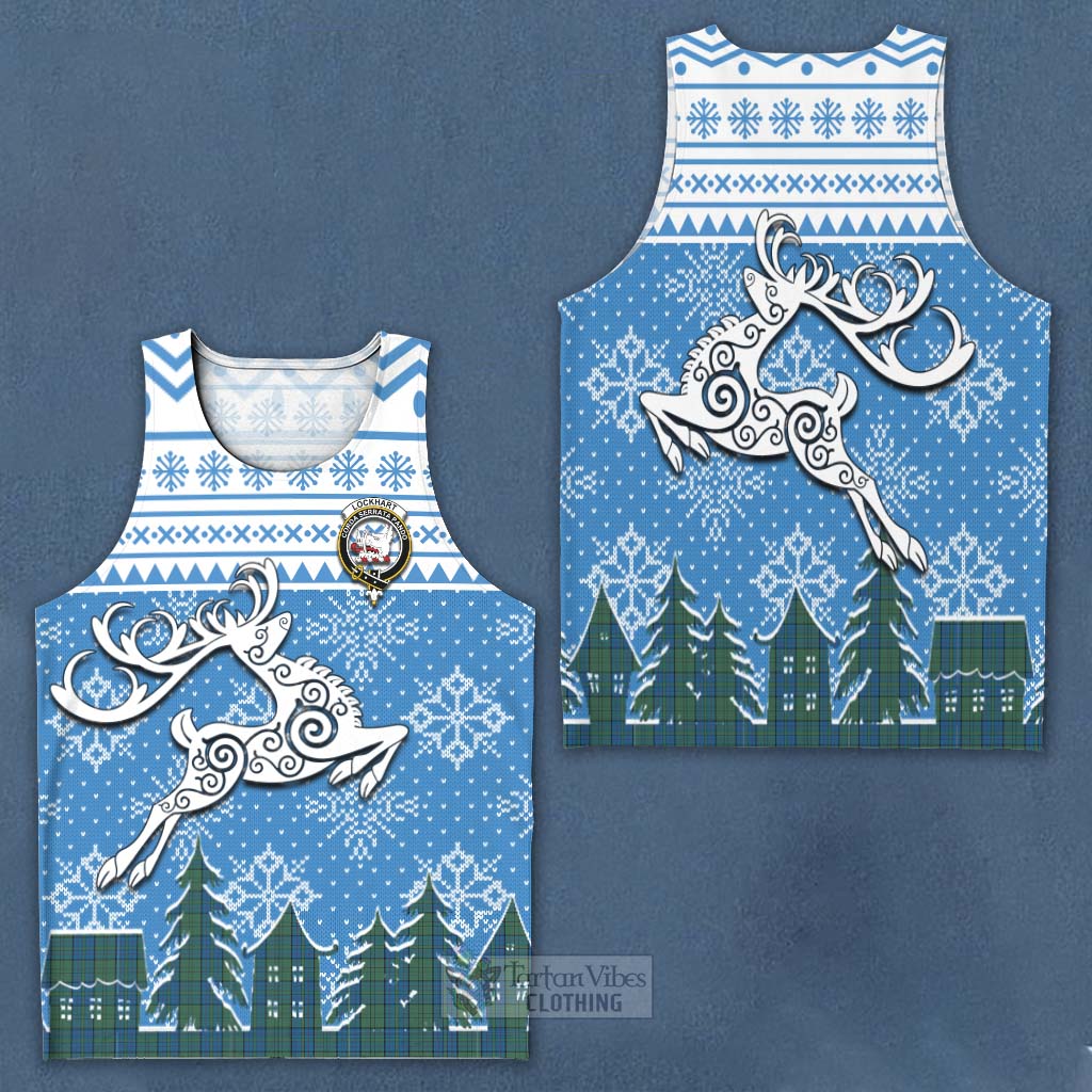 Lockhart Clan Christmas Men's Tank Top Celtic Reindeer Style Men - Tartan Vibes Clothing