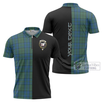 Lockhart Tartan Zipper Polo Shirt with Family Crest and Half Of Me Style Unisex - Tartan Vibes Clothing