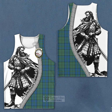 Lockhart Tartan Clan Crest Men's Tank Top with Highlander Warrior Celtic Style Men - Tartan Vibes Clothing