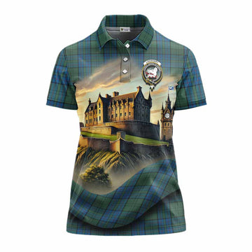 Lockhart Tartan Family Crest Women's Polo Shirt with Scottish Ancient Castle Style Women - Tartan Vibes Clothing