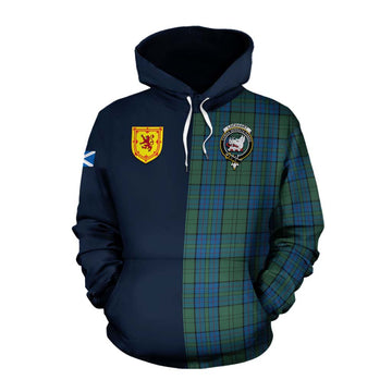 Lockhart Tartan Cotton Hoodie Alba with Scottish Lion Royal Arm Half Style Pullover Hoodie XS - Tartan Vibes Clothing