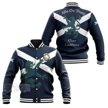 Lockhart Tartan Lion Rampant Baseball Jacket Proudly Display Your Heritage with Alba Gu Brath and Clan Name Unisex - Tartan Vibes Clothing