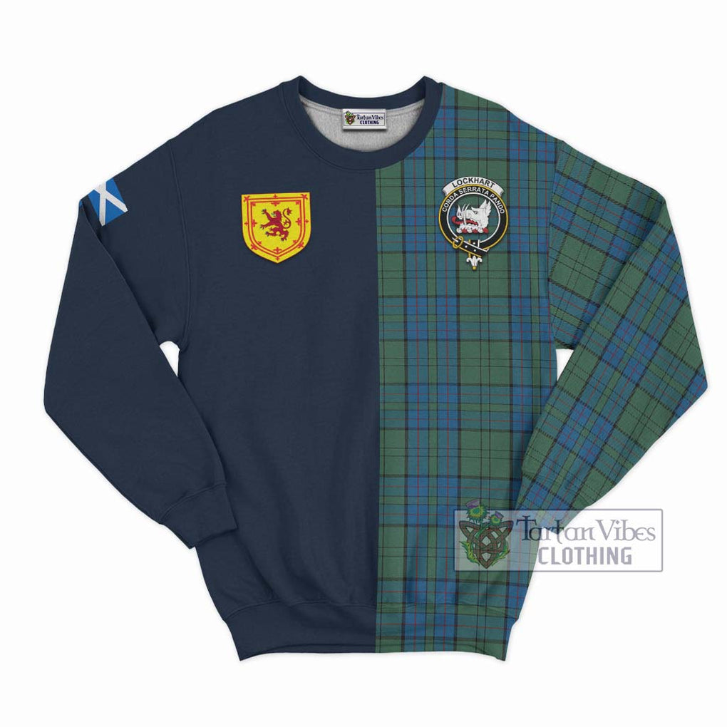 Lockhart Tartan Sweatshirt Alba with Scottish Lion Royal Arm Half Style Unisex - Tartan Vibes Clothing