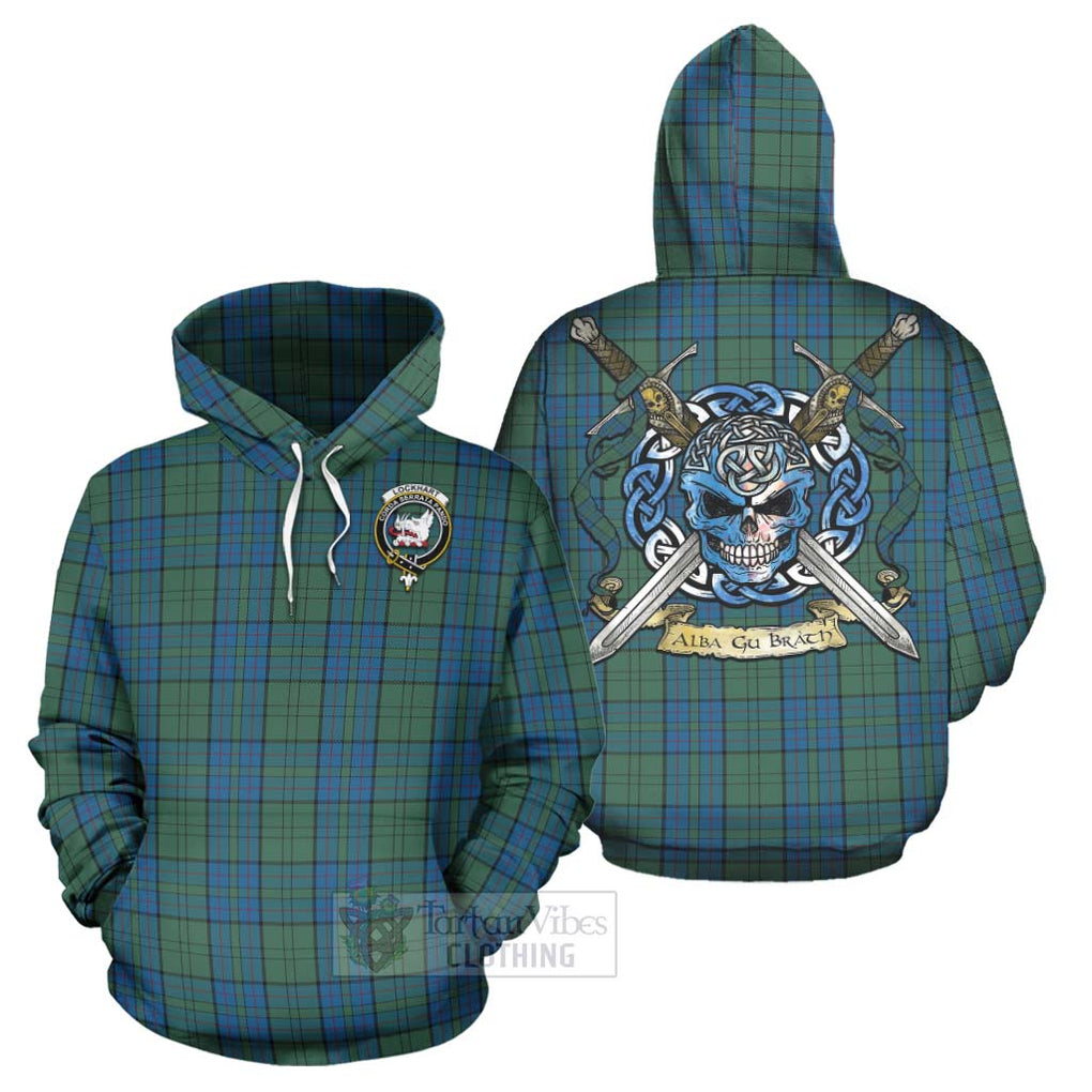 Lockhart Tartan Hoodie with Family Crest Celtic Skull Style Zip Hoodie - Tartan Vibes Clothing