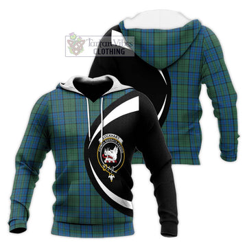 Lockhart Tartan Knitted Hoodie with Family Crest Circle Style Unisex Knitted Pullover Hoodie - Tartan Vibes Clothing