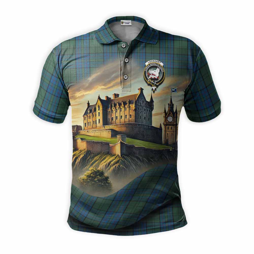 Tartan Vibes Clothing Lockhart Tartan Family Crest Polo Shirt with Scottish Ancient Castle Stype