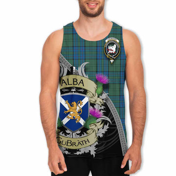 Lockhart Tartan Family Crest Men's Tank Top Lion Rampant Royal Thistle Shield Celtic Inspired Men - Tartan Vibes Clothing