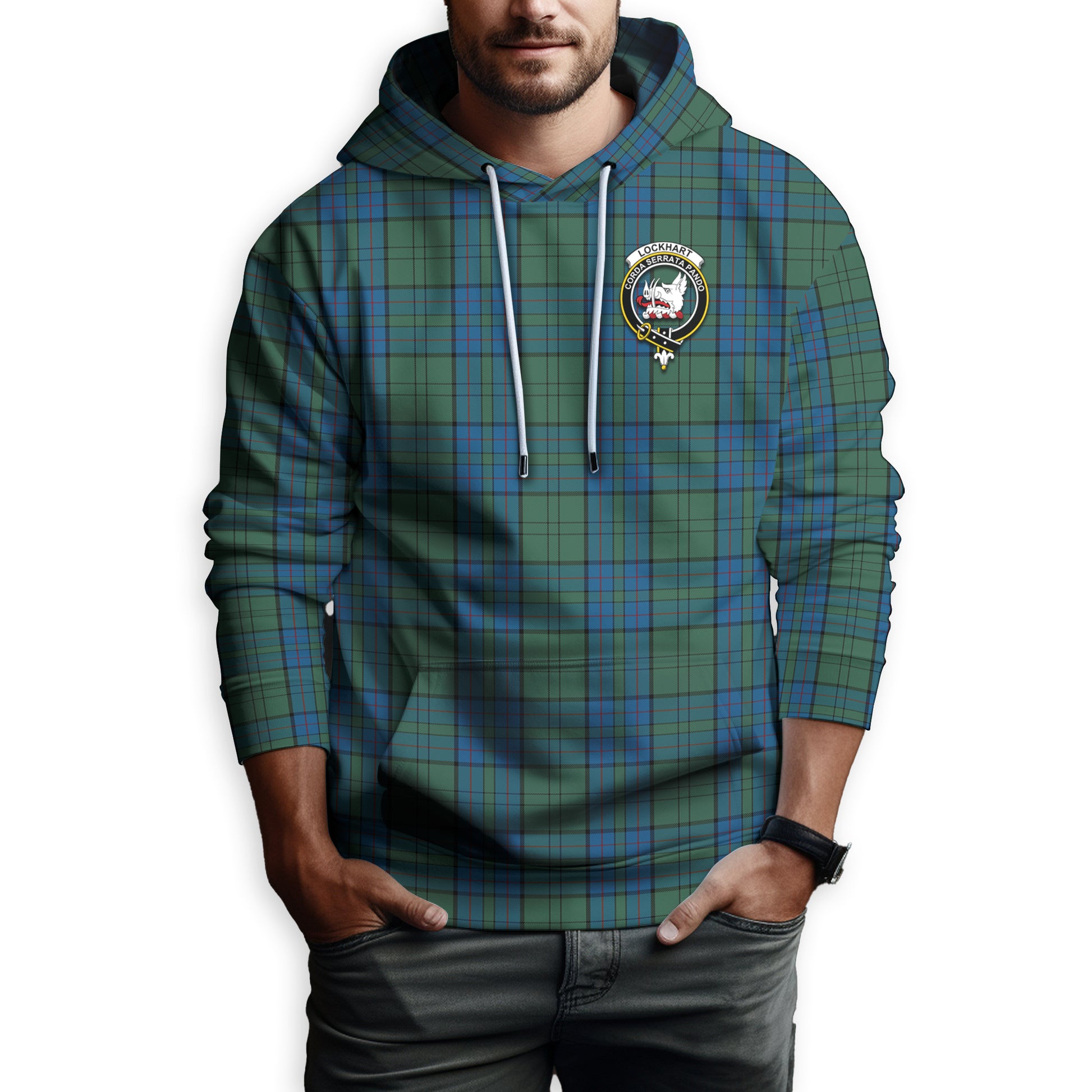 Lockhart Tartan Hoodie with Family Crest Zip Hoodie - Tartan Vibes Clothing