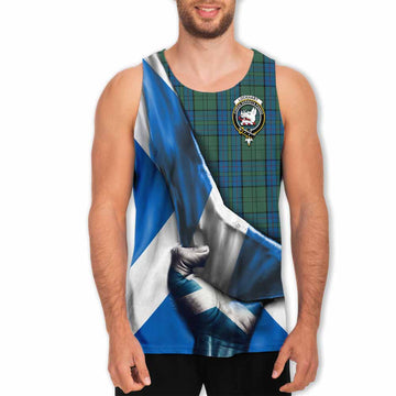 Lockhart Tartan Men's Tank Top with Family Crest Scotland Patriotic Style Men - Tartan Vibes Clothing