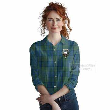 Lockhart Tartan Women's Casual Shirt with Family Crest DNA In Me Style Female - Tartan Vibes Clothing