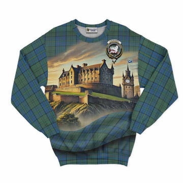 Lockhart Tartan Family Crest Sweatshirt with Scottish Ancient Castle Style Unisex - Tartan Vibes Clothing