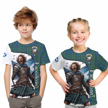 Tartan Vibes Clothing Lockhart Crest Tartan Kid T-Shirt Inspired by the Freedom of Scottish Warrior
