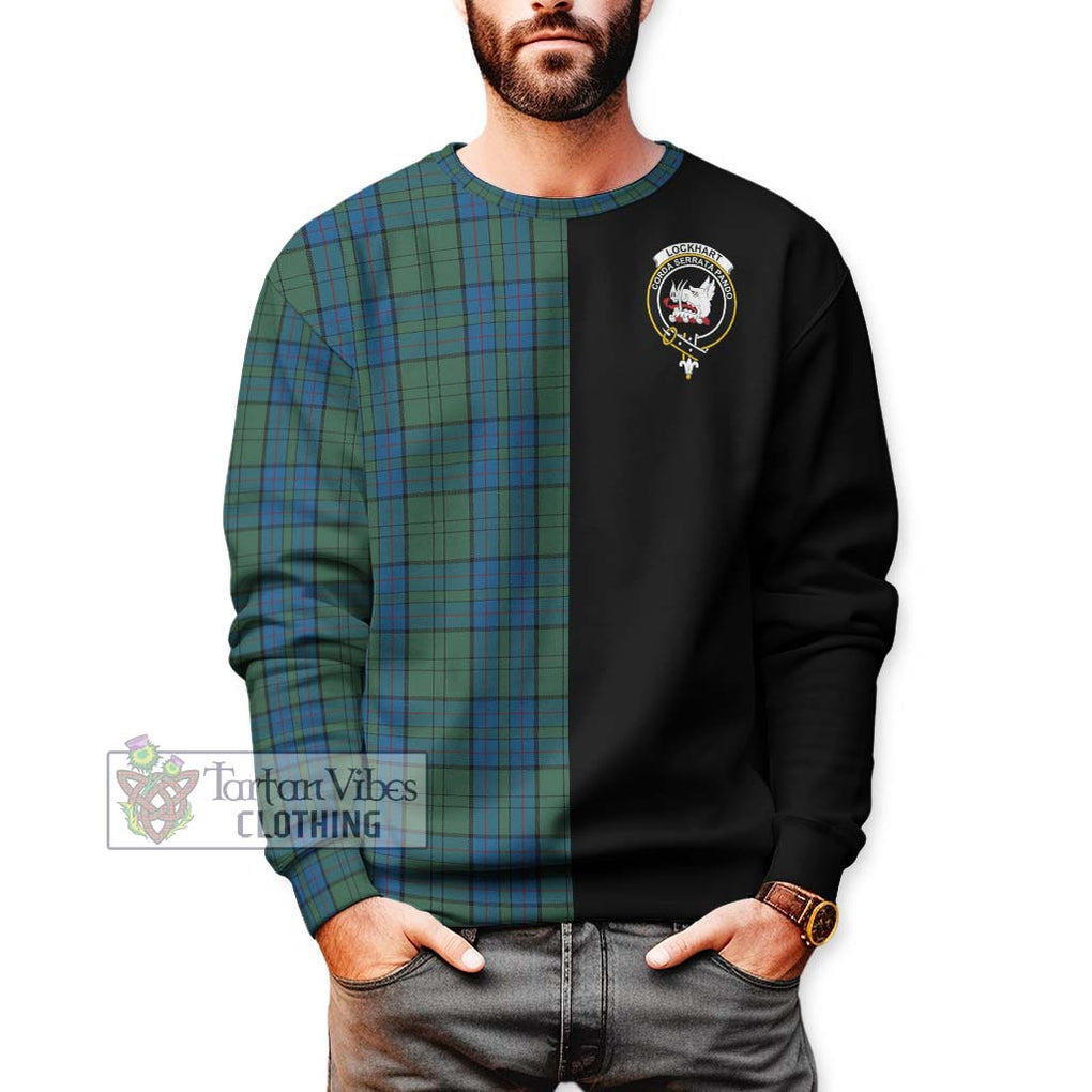 Lockhart Tartan Sweatshirt with Family Crest and Half Of Me Style Unisex - Tartan Vibes Clothing