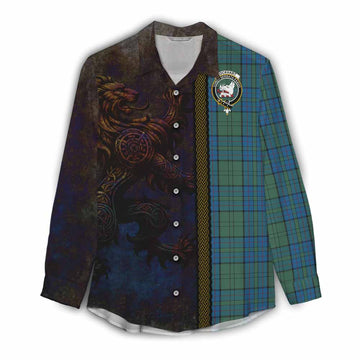 Lockhart Tartan Family Crest Women's Casual Shirt Alba Gu Brath Be Brave Lion Ancient Style Female - Tartan Vibes Clothing