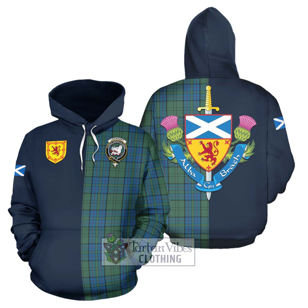 Lockhart Tartan Hoodie Alba with Scottish Lion Royal Arm Half Style Zip Hoodie - Tartan Vibes Clothing
