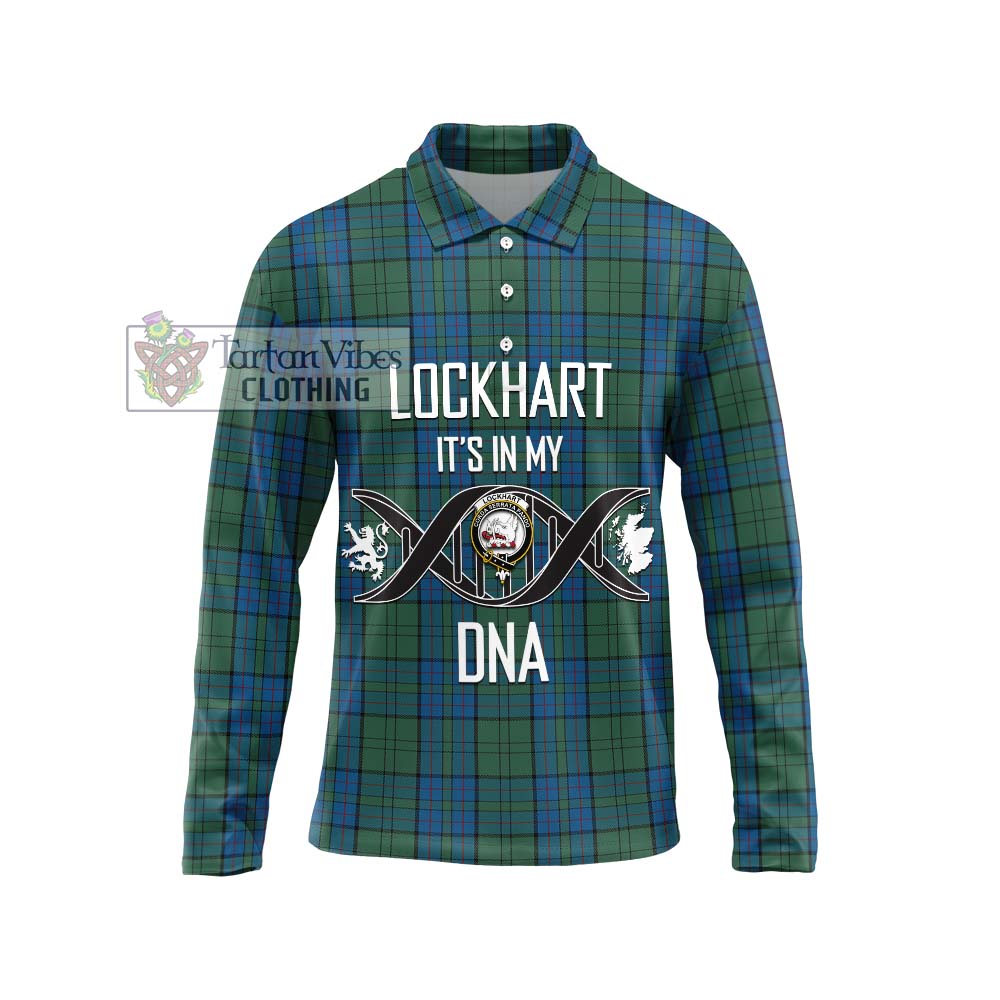 Lockhart Tartan Long Sleeve Polo Shirt with Family Crest DNA In Me Style Unisex - Tartan Vibes Clothing