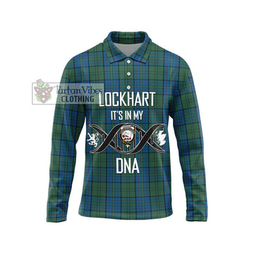 Lockhart Tartan Long Sleeve Polo Shirt with Family Crest DNA In Me Style Unisex - Tartan Vibes Clothing