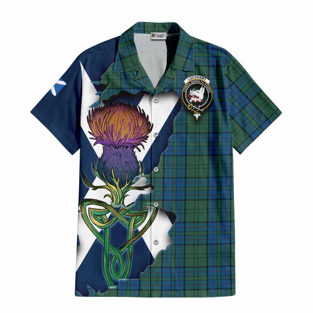 Lockhart Tartan Family Crest Hawaiian Shirt Scottish Thistle Celtic Inspired Kid - Tartan Vibes Clothing