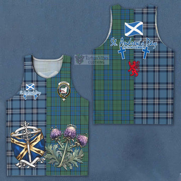 Lockhart Tartan Men's Tank Top Happy St. Andrew's Day Half Tartan Style Men - Tartan Vibes Clothing