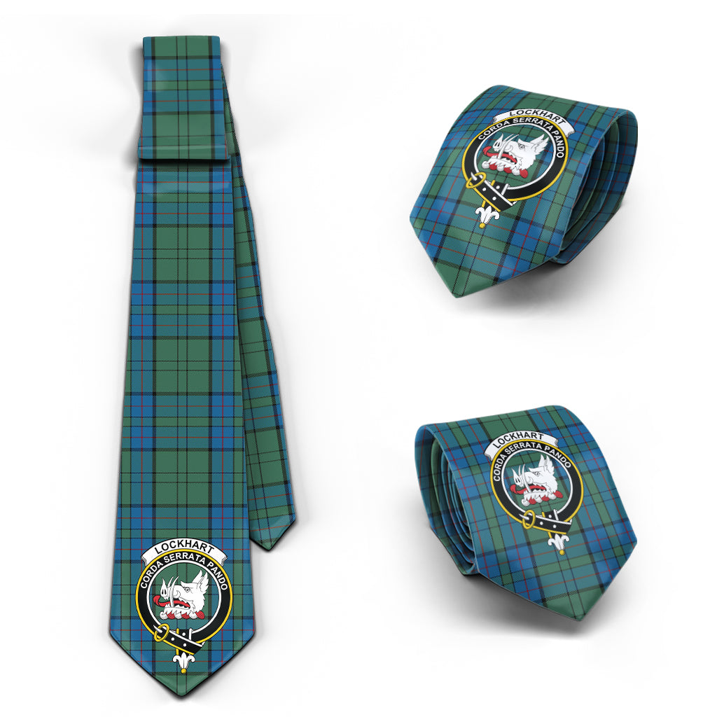Lockhart Tartan Classic Necktie with Family Crest Necktie One Size - Tartan Vibes Clothing